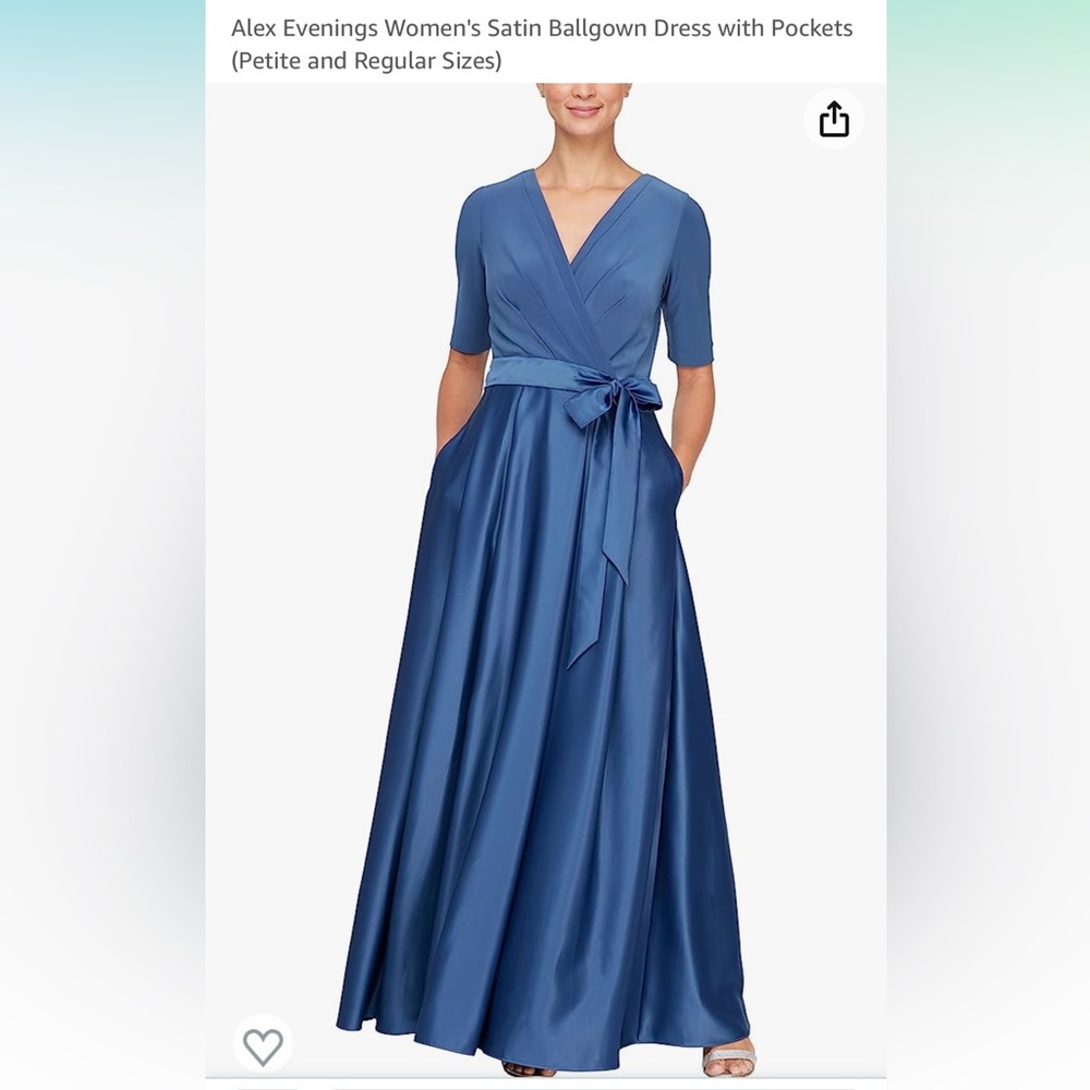 Alex Evenings women’s satin ballgown dress with pockets